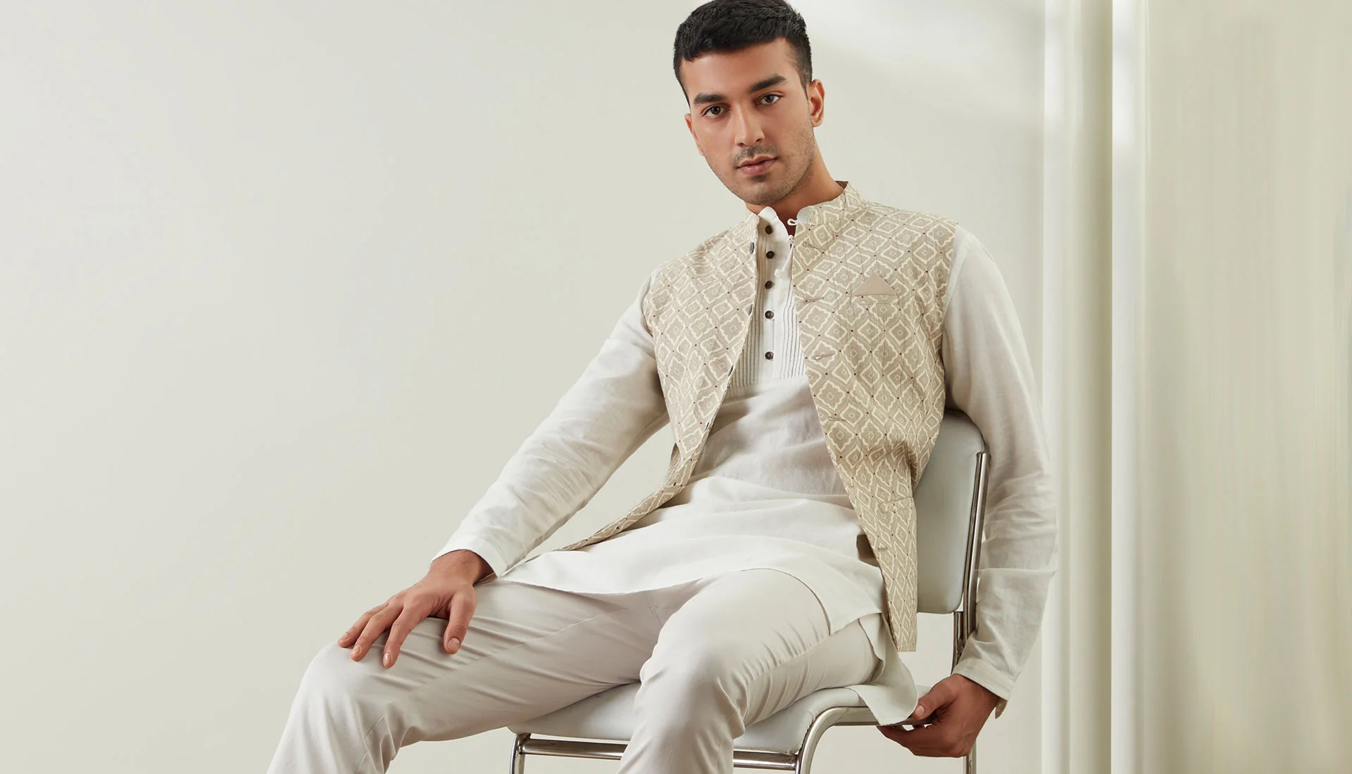 Home white ethnic kurta by eta